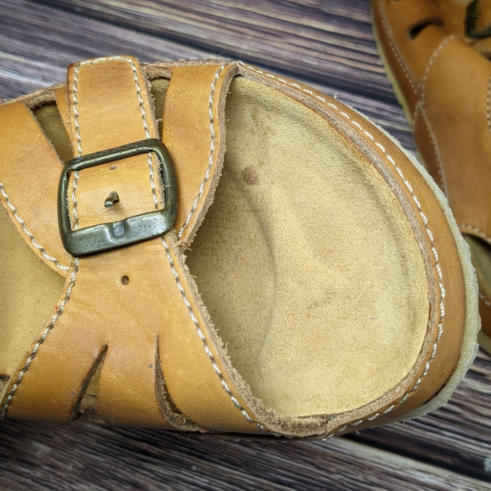 Cougar Clapton Leather Cognac Buckle Sandals sz 12 - Picture 4 of 8